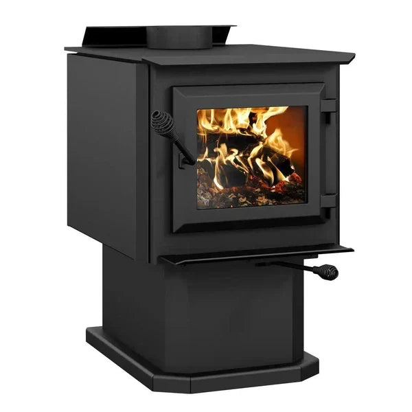 HES140 Wood Stove on Pedestal 1.4 Cubic Foot 45,000 BTU 1,200 Sq. Ft New