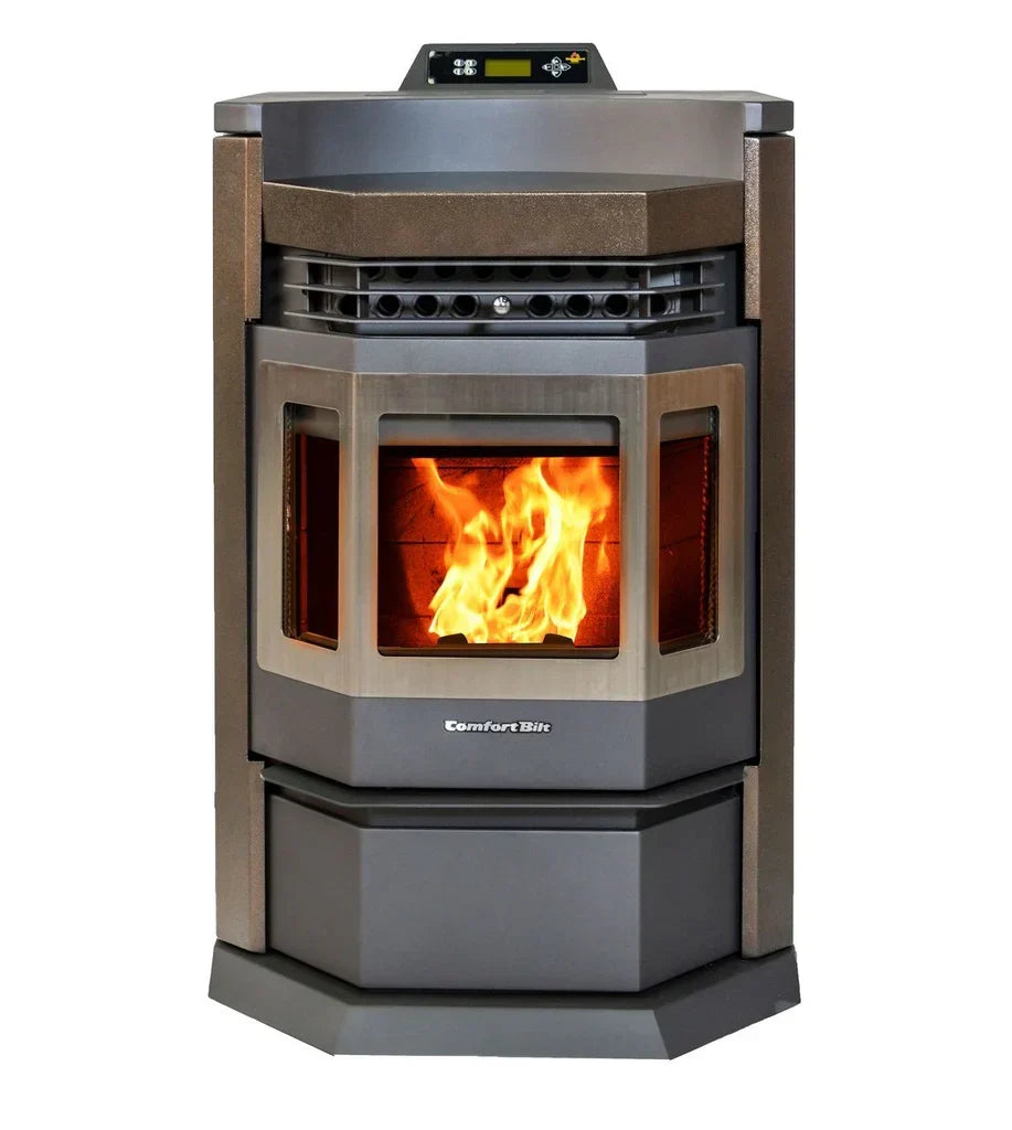 HP22N-SS 2,800 sq. ft. EPA Certified Pellet Stove with Auto Ignition 80 lb Hopper Capacity Brown New