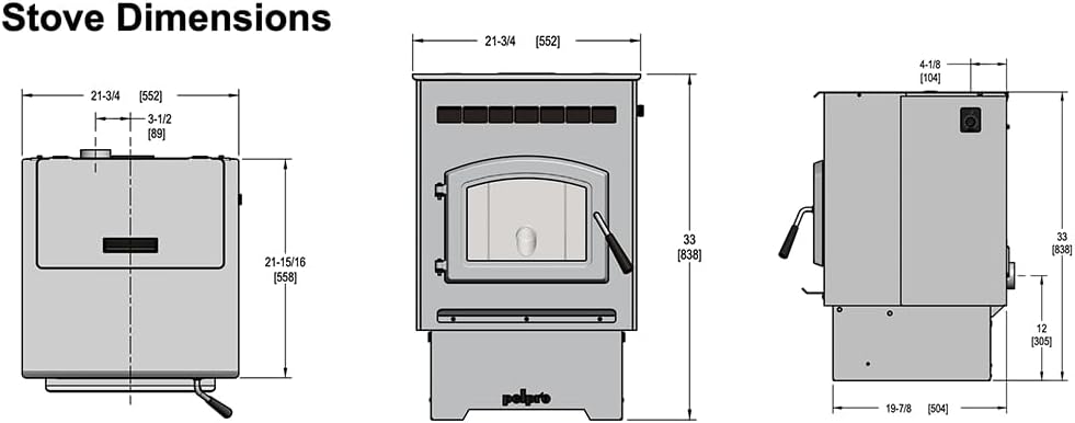 PP60 Pellet Stove 60 Lbs. Hopper 33,200 BTU 1500 Sq. Ft. New