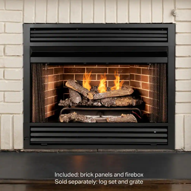 Universal Circulating Zero Clearance 32 in. Ventless Dual Fuel Fireplace Insert New