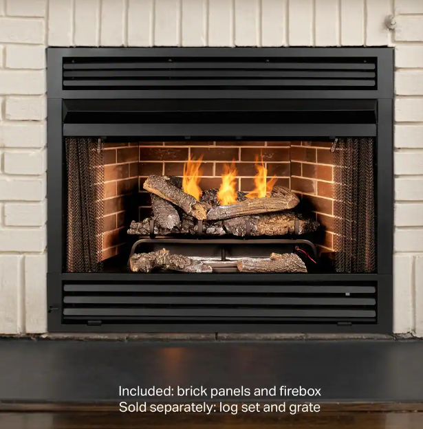 Universal Circulating Zero Clearance 36 in. Ventless Dual Fuel Fireplace Insert New