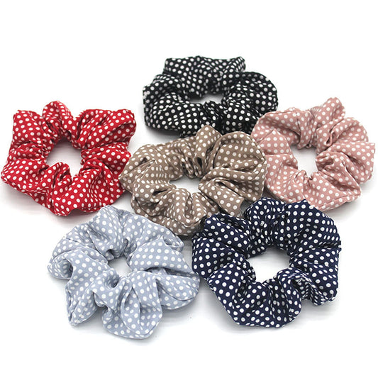 6-Pack Cotton Bandana Scrunchies – Dots Series, Soft Hair Ties