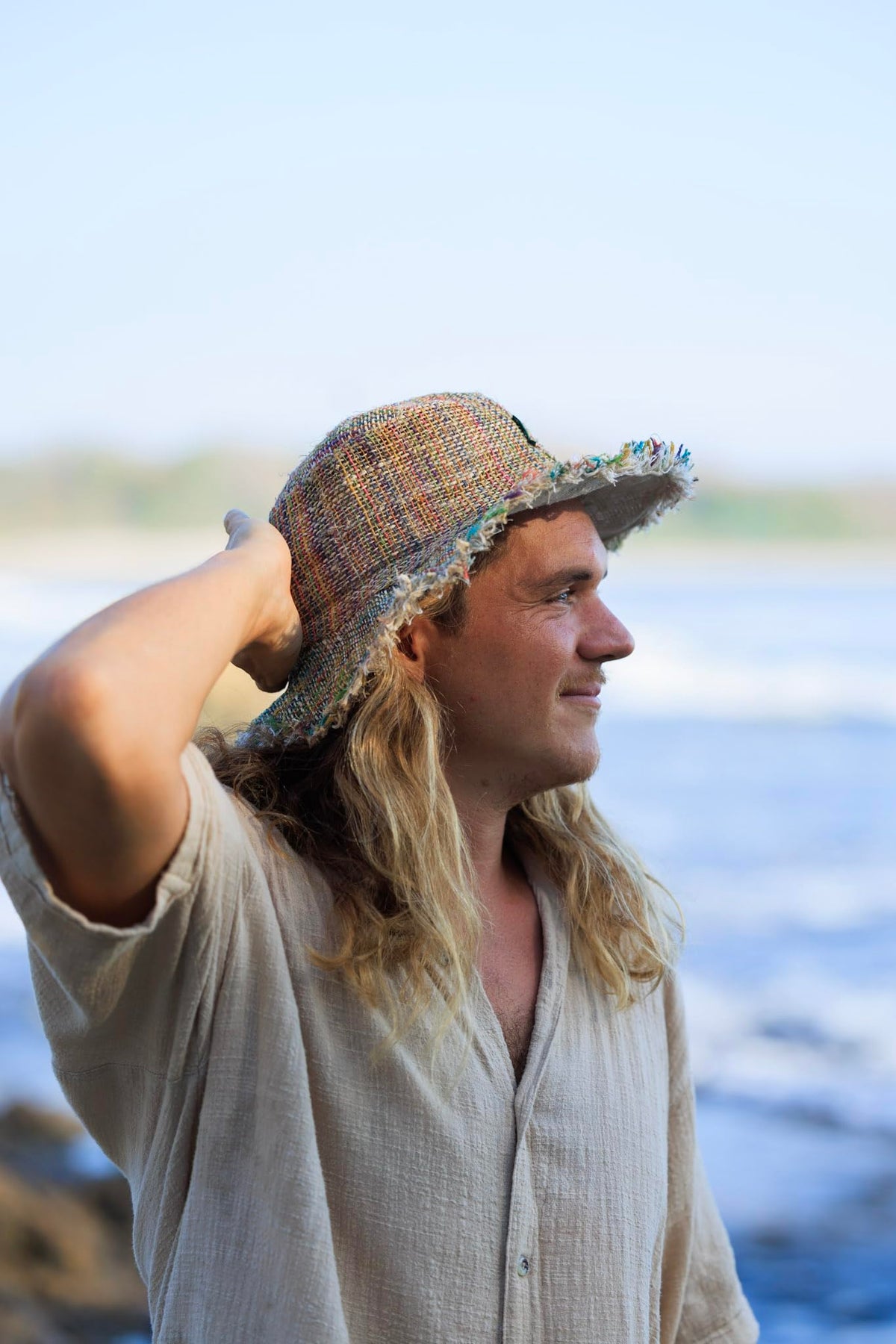 Handmade Hemp Sun Hat – Unisex Wide Brim, Packable, Natural Color