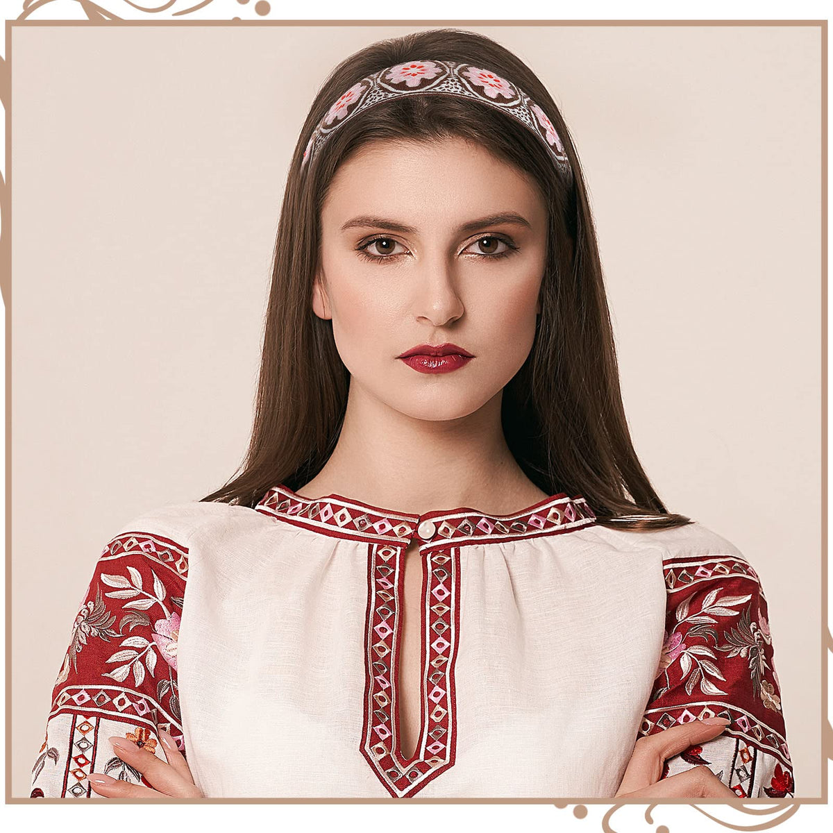 Geosar 9 Pcs Boho Wide Embroidered Headbands for Women Floral Ethnic