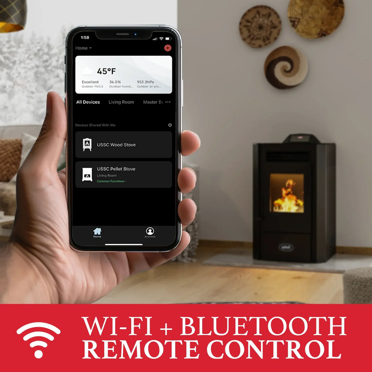 AP5613-W Pellet Stove 1,800 sq. ft. 40 lb Hopper with WiFi Connect New