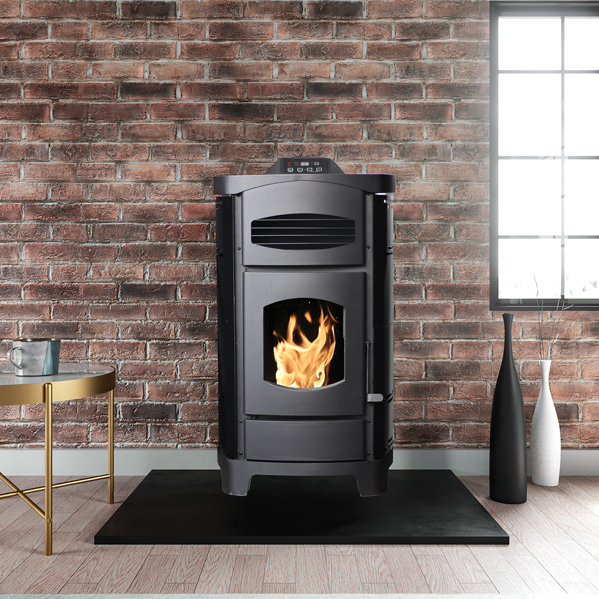 AP5780E Pellet Stove 2,200 sq. ft. 46 lb Hopper 48,000 BTU with Remote Control New