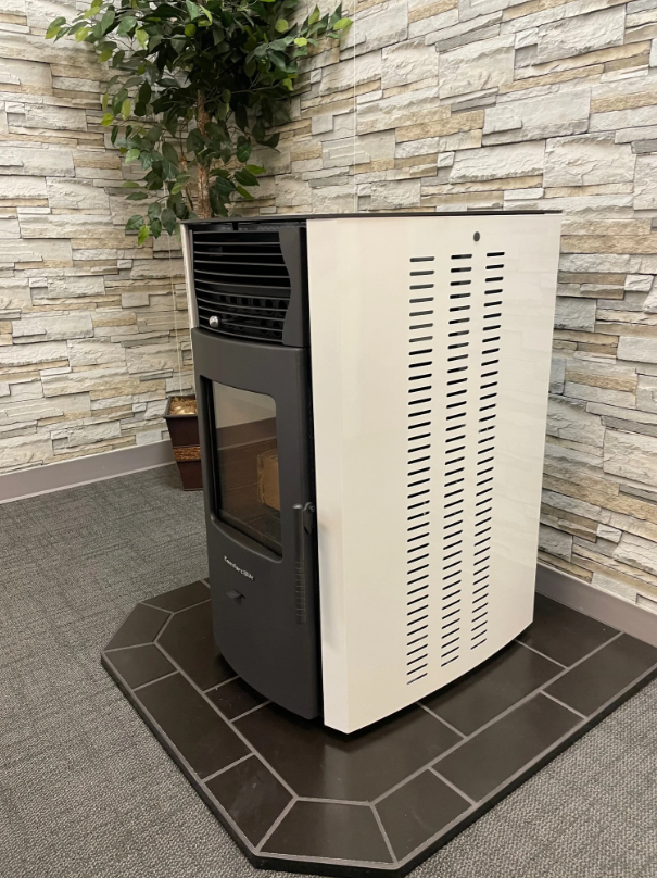HP50 2,200 sq. ft. EPA Certified Pellet Stove with Auto Ignition and 47 lb Hopper Arctic White New