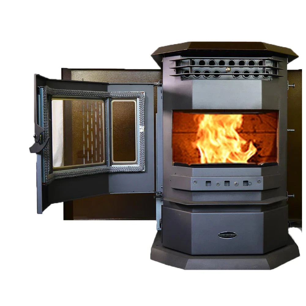HP22 2,800 sq. ft. EPA Certified Pellet Stove with Auto Ignition 55 lb Hopper Brown New
