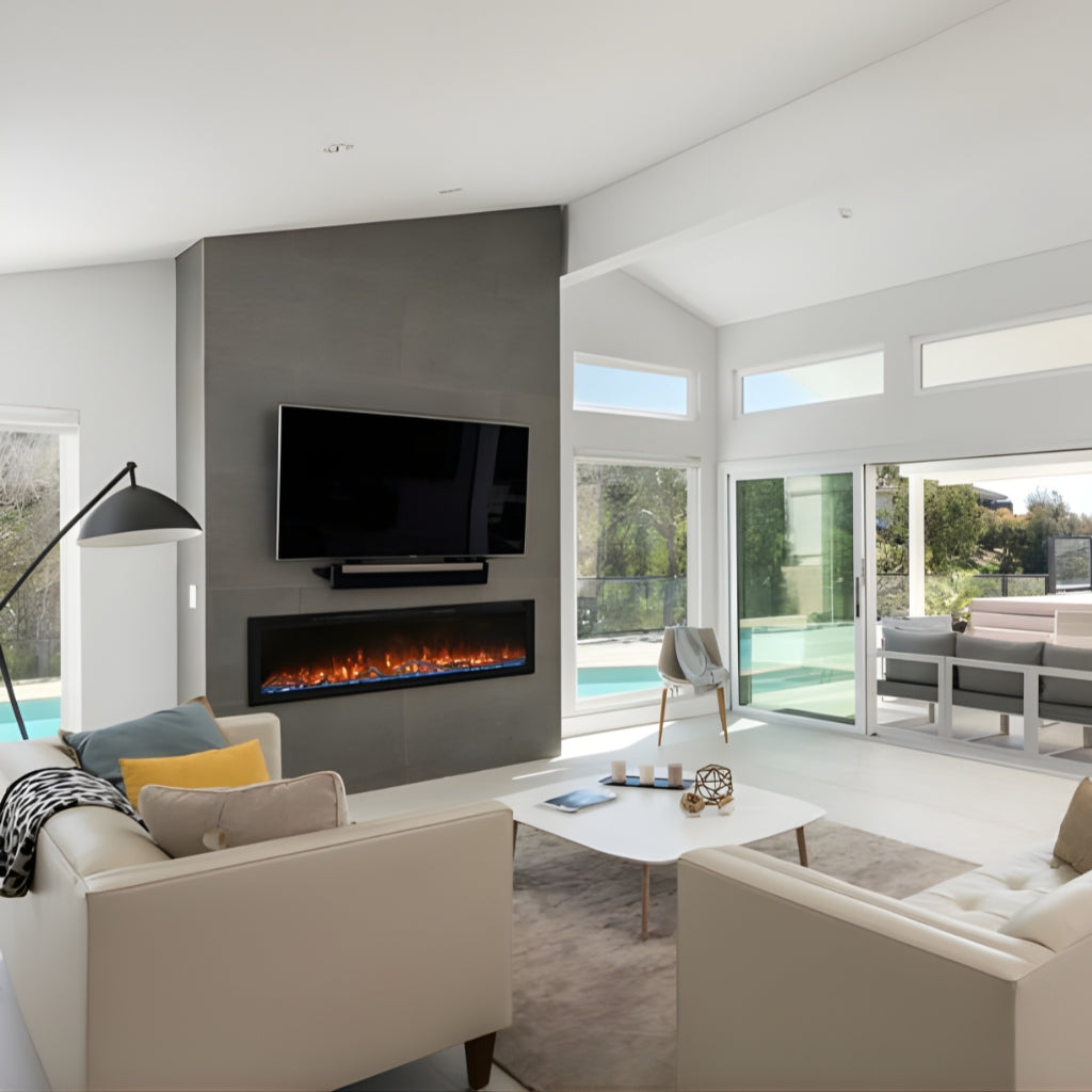 Modern Flames Spectrum Slimline 74" Wall Mount/Recessed Electric Fireplace (SPS-74B)