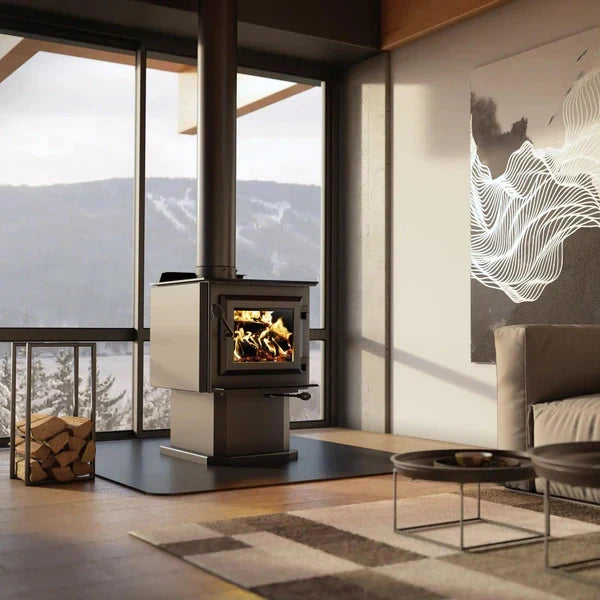 HES140 Wood Stove on Pedestal 1.4 Cubic Foot 45,000 BTU 1,200 Sq. Ft New
