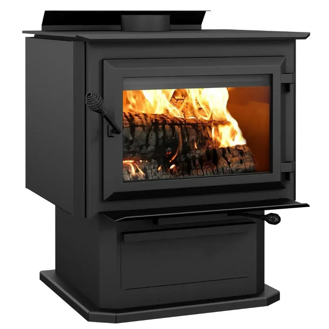 HES350 Wood Stove on Pedestal 3.5 Cubic Foot 110,000 BTU 2,700 Sq. Ft New