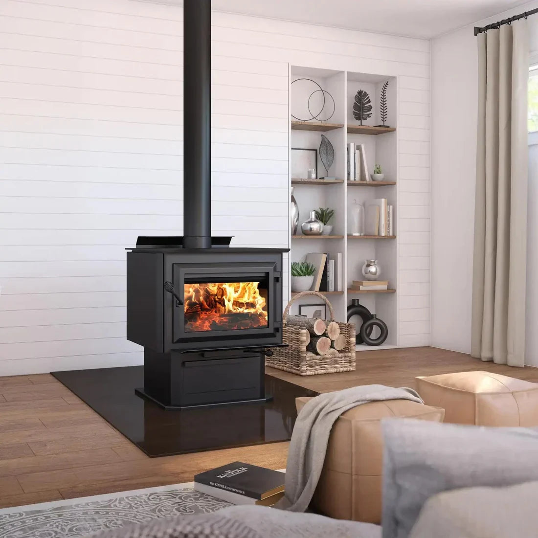 HES350 Wood Stove on Pedestal 3.5 Cubic Foot 110,000 BTU 2,700 Sq. Ft New