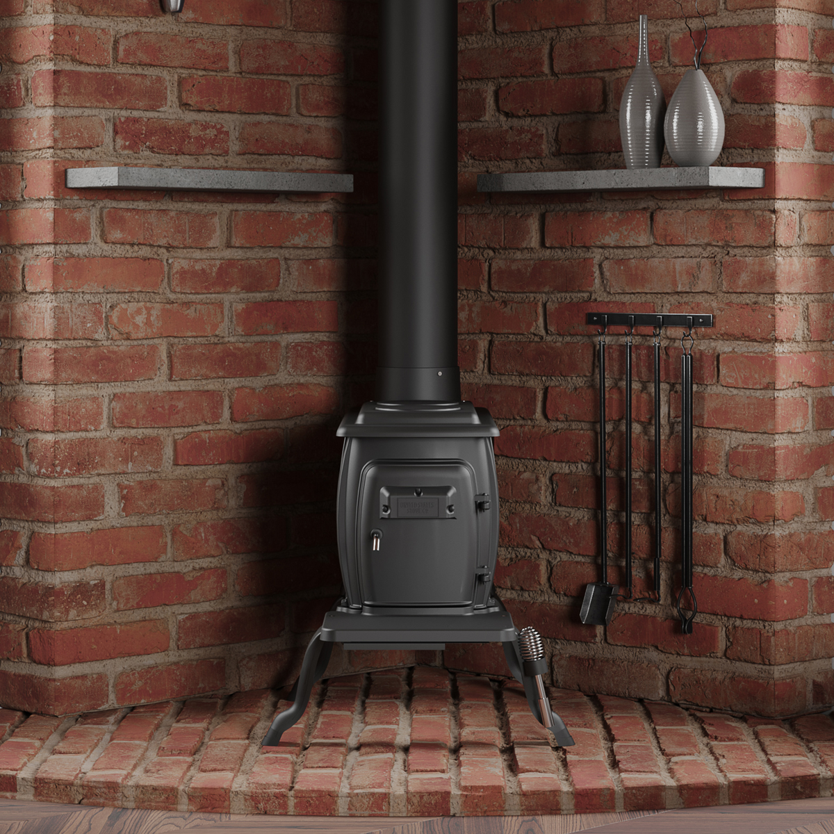 US1269E Cast Iron Log Wood Stove 900 sq. ft. 54,000 BTU New