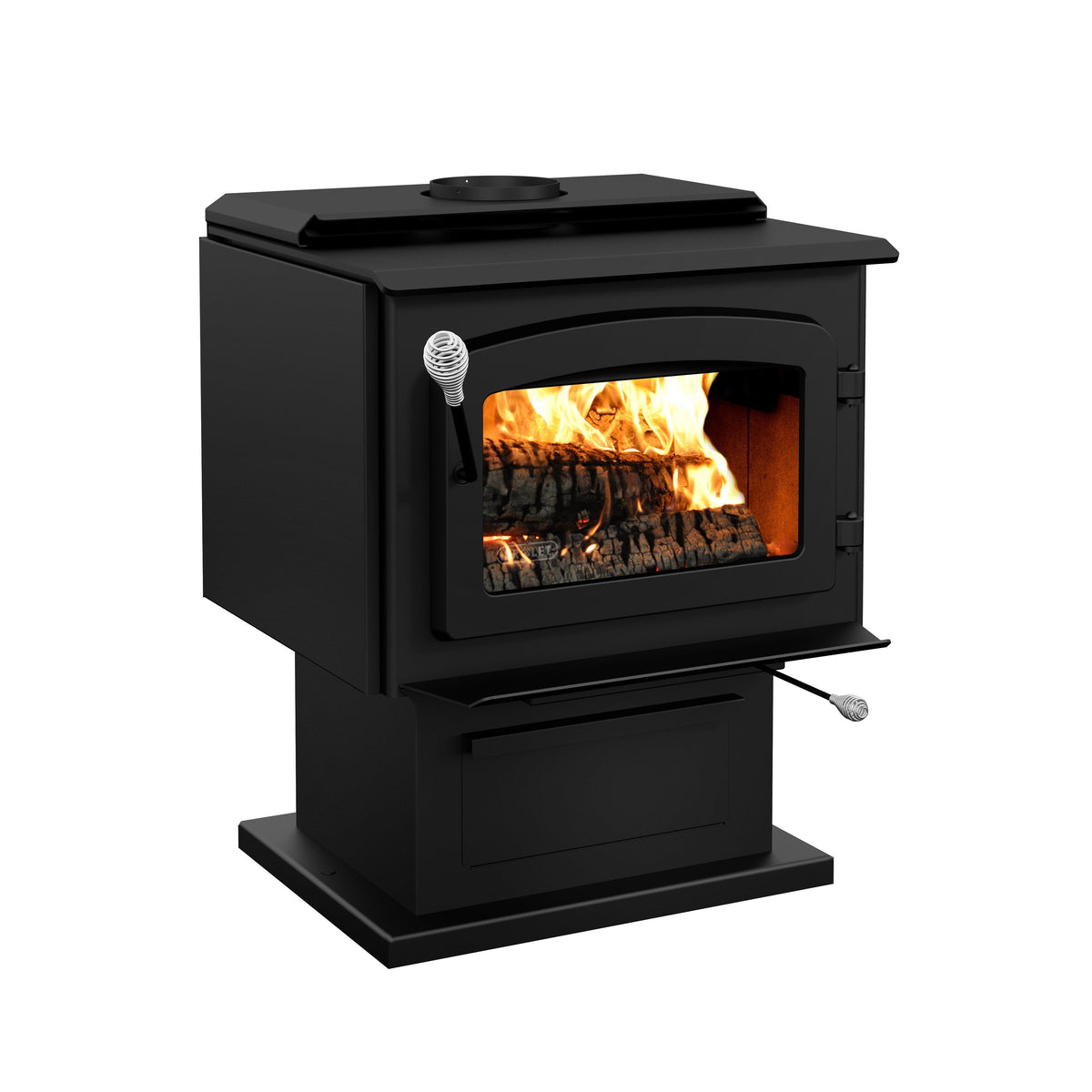Escape 1800 EPA Certified 2,100 Sq. Ft. Wood Stove On Pedestal With Black Door New