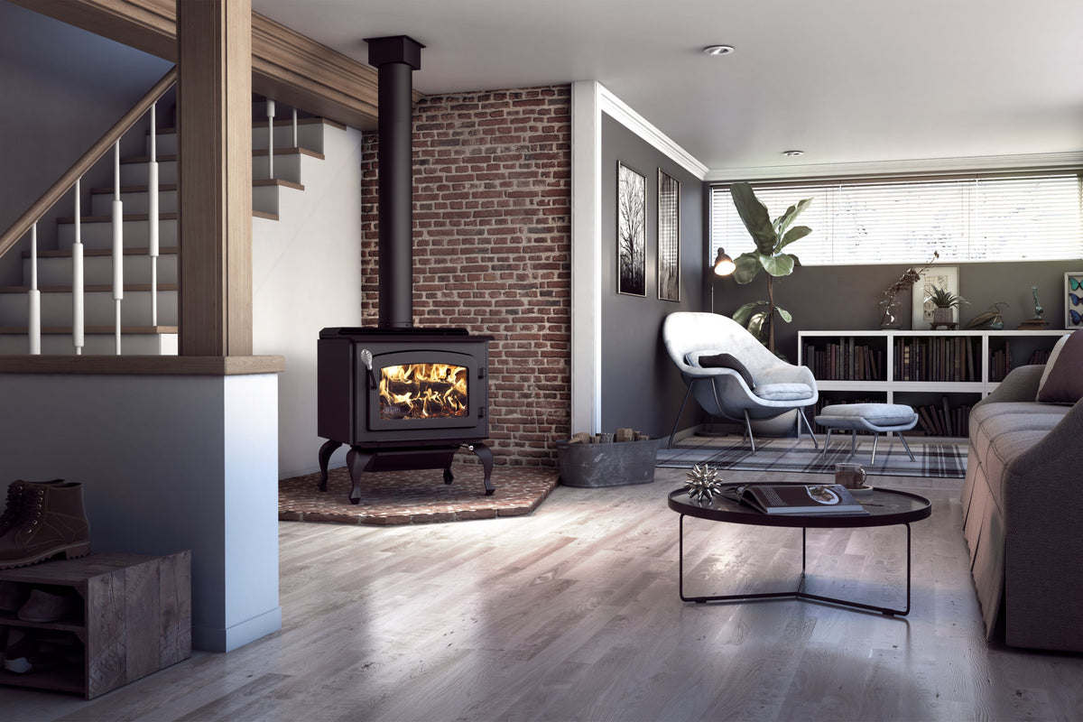 Escape 1800 EPA Certified 2,100 Sq. Ft. Wood Stove On Legs With Black Door New