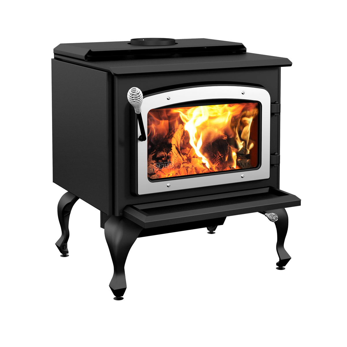 Escape 1800 2,100 Sq. Ft. Wood Stove Cast Iron Legs With Brushed Nickel Door New