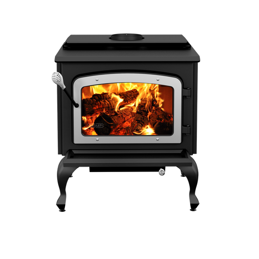 Escape 1800 2,100 Sq. Ft. Wood Stove Cast Iron Legs With Brushed Nickel Door New