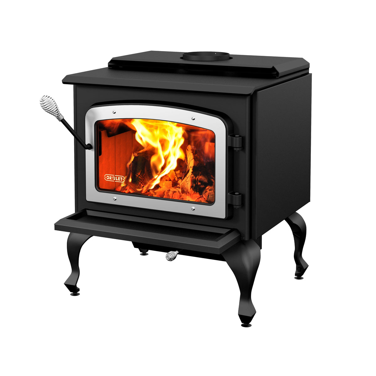 Escape 1800 2,100 Sq. Ft. Wood Stove Cast Iron Legs With Brushed Nickel Door New