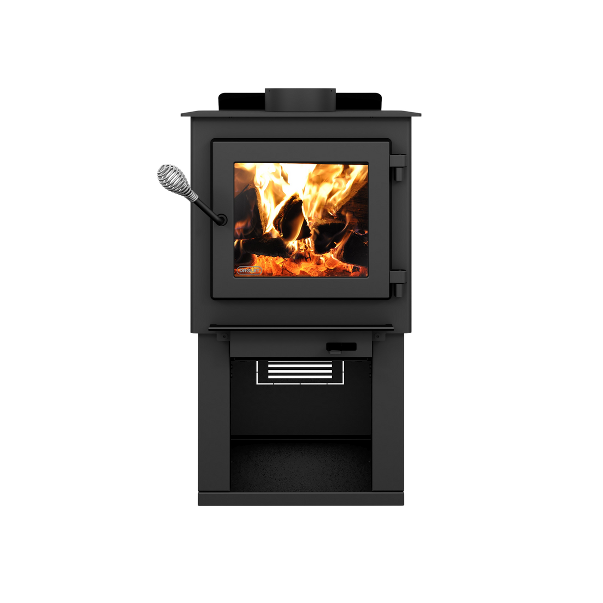 Deco Nano 1,200 Sq. Ft. Wood Stove On Pedestal with Log Storage New