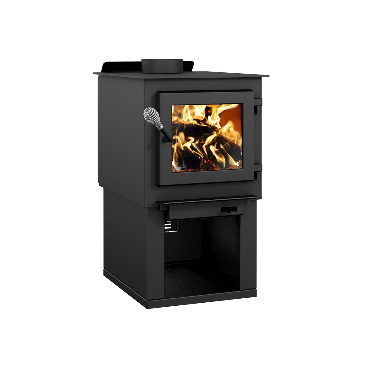 Deco Nano 1,200 Sq. Ft. Wood Stove On Pedestal with Log Storage New