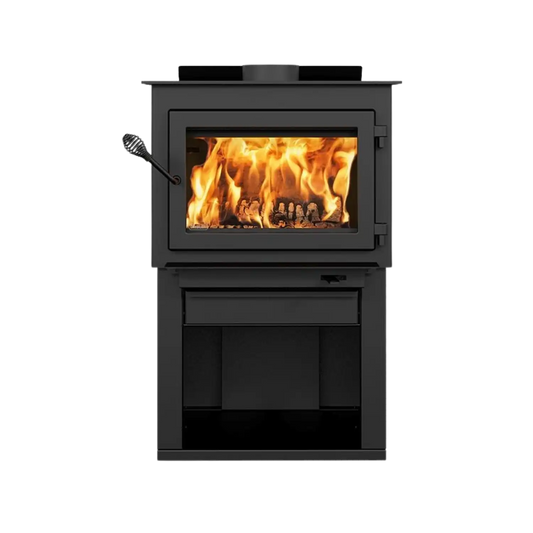 Deco Alto 2,100 Sq. Ft. Wood Stove On Pedestal with Log Storage New
