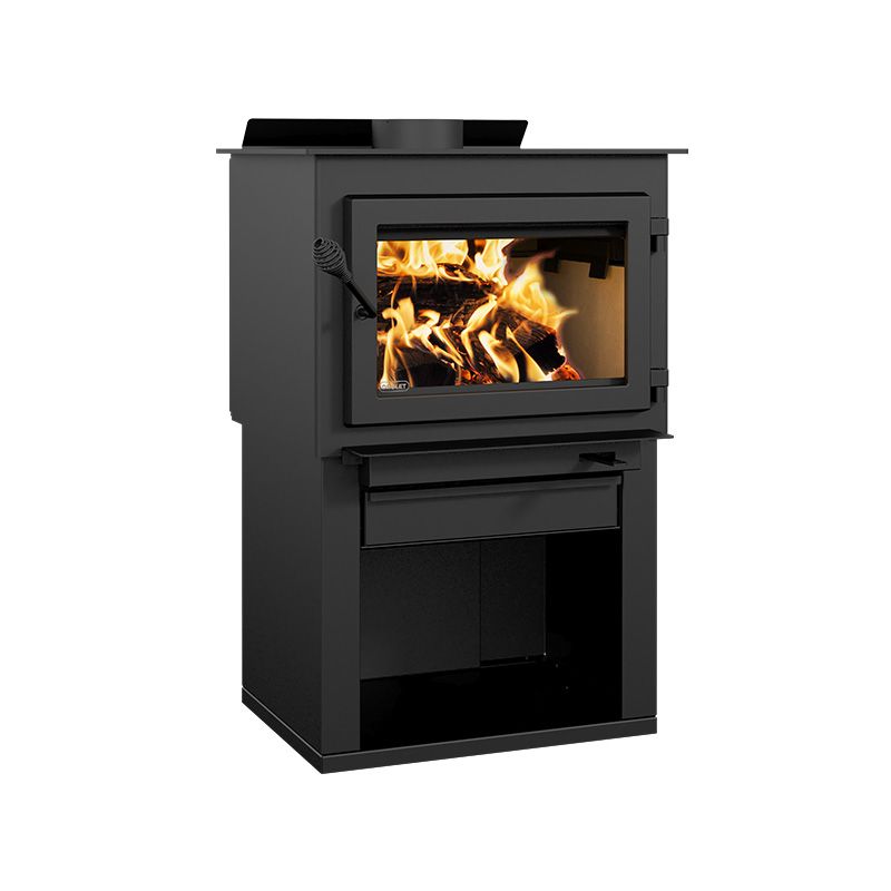 Deco Alto 2,100 Sq. Ft. Wood Stove On Pedestal with Log Storage New