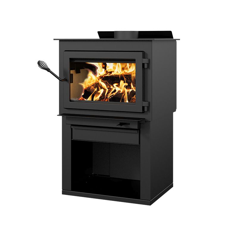 Deco Alto 2,100 Sq. Ft. Wood Stove On Pedestal with Log Storage New