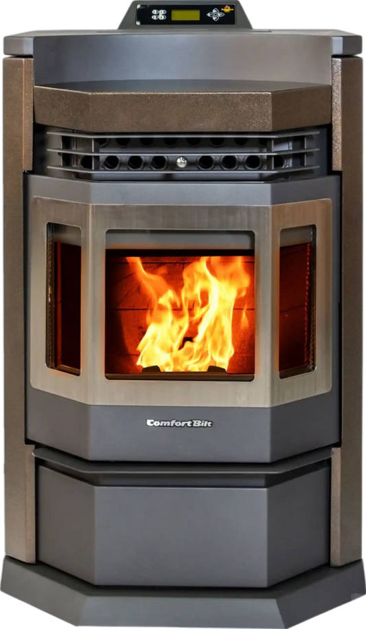 HP22N-SS 2,800 sq. ft. EPA Certified Pellet Stove with Auto Ignition 80 lb Hopper Capacity Brown New