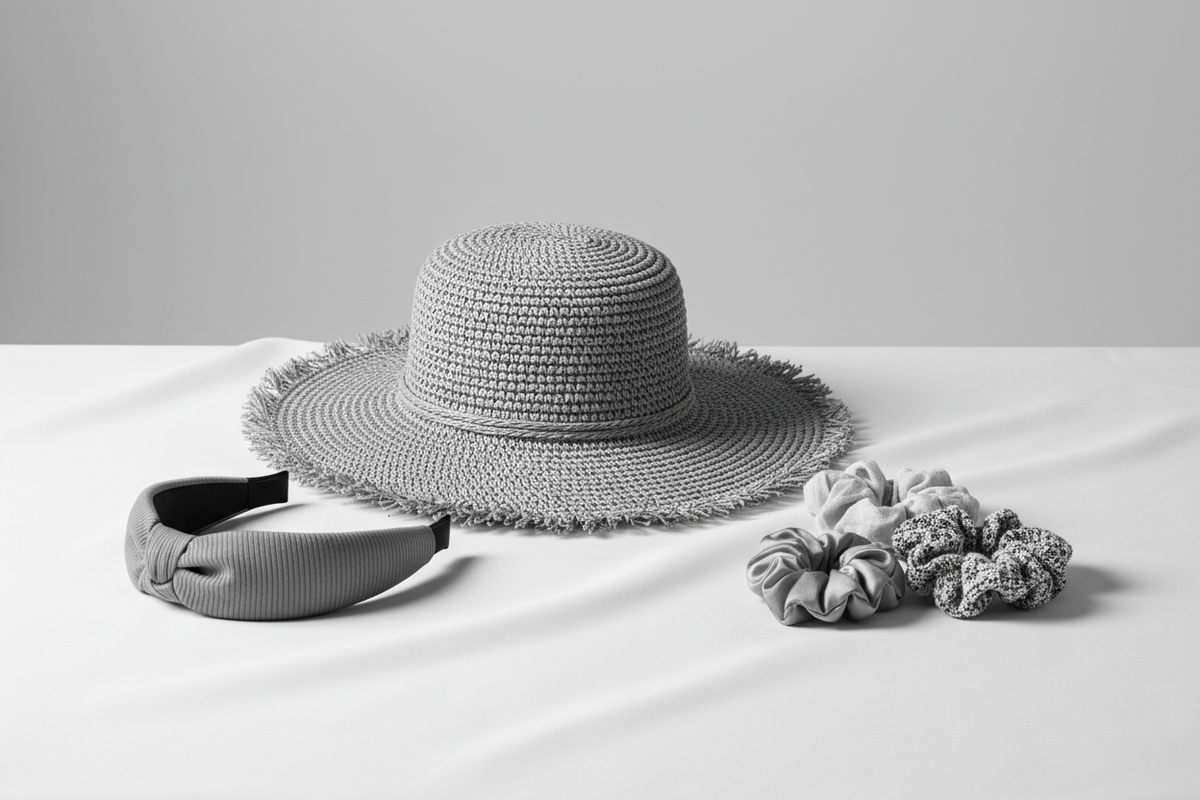 Premium black-and-white accessories collection banner