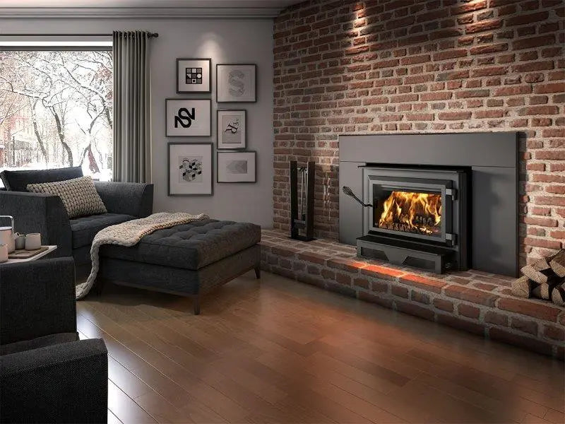 HEI240 Fireplace Insert Wood Burning with Blower 144 CFM 75,000 BTU 2,100 Sq. Ft New